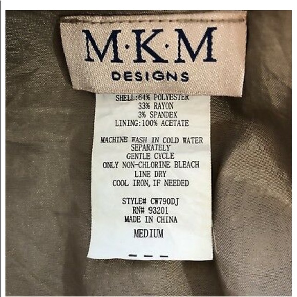 M.K.M. Designs Women’s M Work Blazer Gray/Tan Jacket Button Down Long Sleeves - Picture 8 of 8